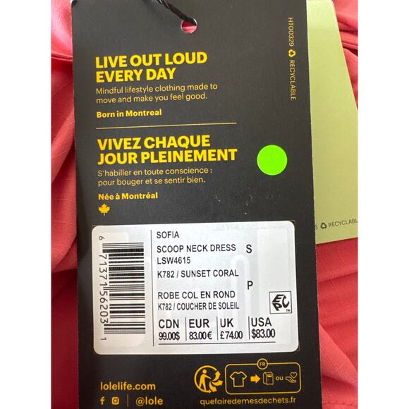 LOLE Sofia Scoop Neck Dress Sunset Coral K782 Size SMALL NWT - Picture 5 of 10